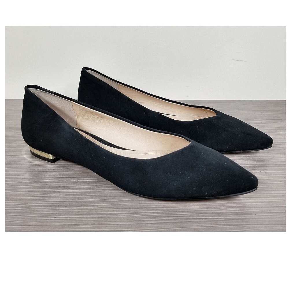 Marc Fisher LTD Synal Pointy Toe Flat, Black Suede, Womens Size 5.5 M